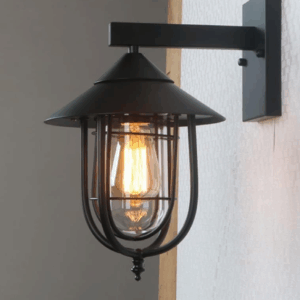 Fitting Black Finish With Cage Clear Glass Shade